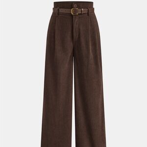 Commense Corduroy Wide Leg Pants - Dark Brown